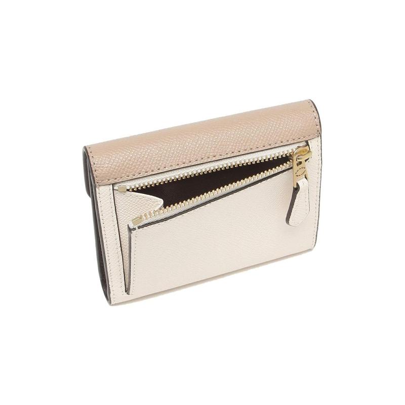 Coach Wyn 11 Zip Closure Leather Wallet Mini Women's Chalk Taupe