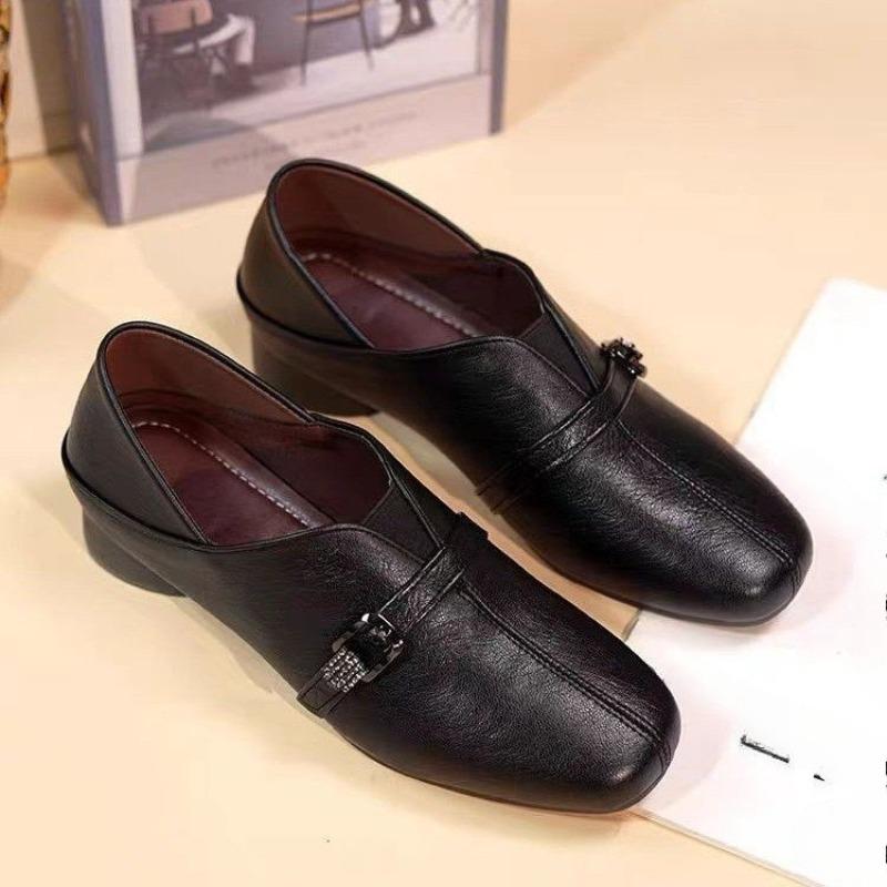 New Style Platform Shoes, Versatile Leather Shoes with Square Toes, Single Shoes