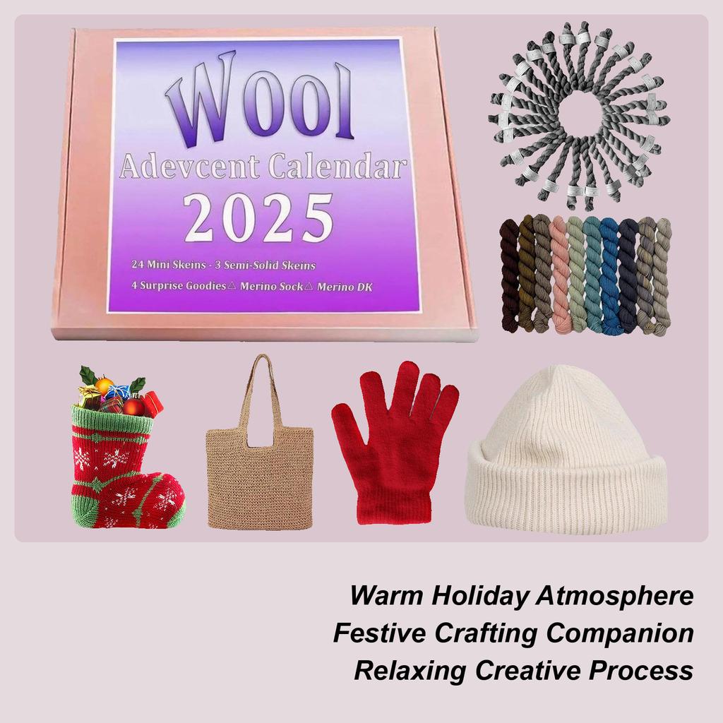 2026 Wool Advent Calendar 24 Days of Soft Yarn Surprises Wool Knitting Yarn Christmas Countdown Calendar Creative Supplies