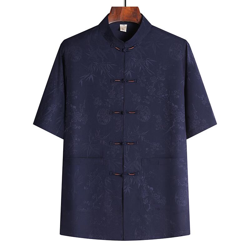 Elderly Men's Ice Silk Short Sleeve Tang Suit