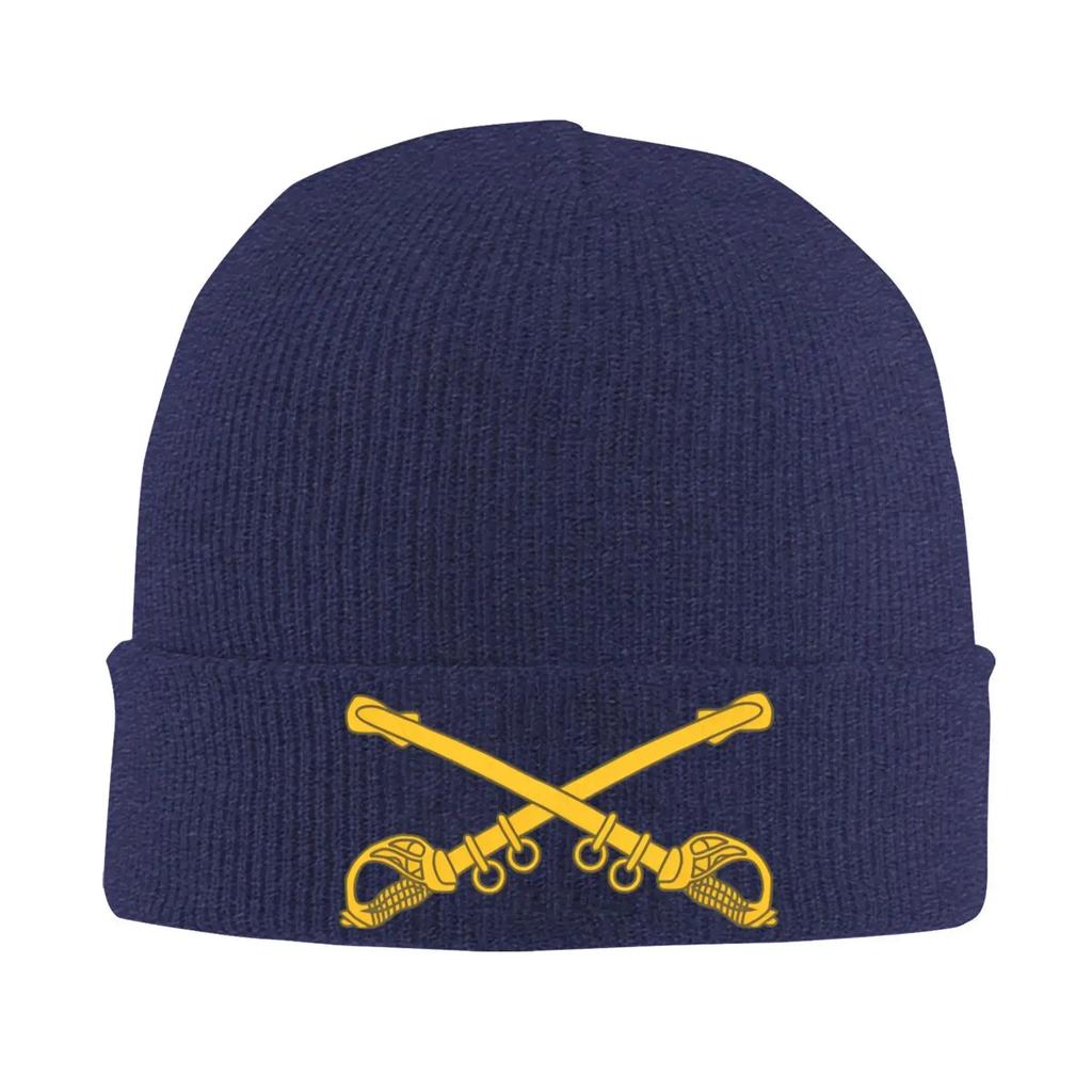 Neue Armee US Kavallerie Zweig Abzeichen Gestrickte Mütze Beanie Herbst Winter Mützen Warm Unisex Straßenmütze Unisex Damen Geschenke