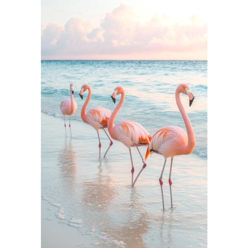 Sailing Sunset Beach Bed Santorini Surfboard Umbrellas Poster Canvas Painting Print for Living Room Home Decoration Cuadros