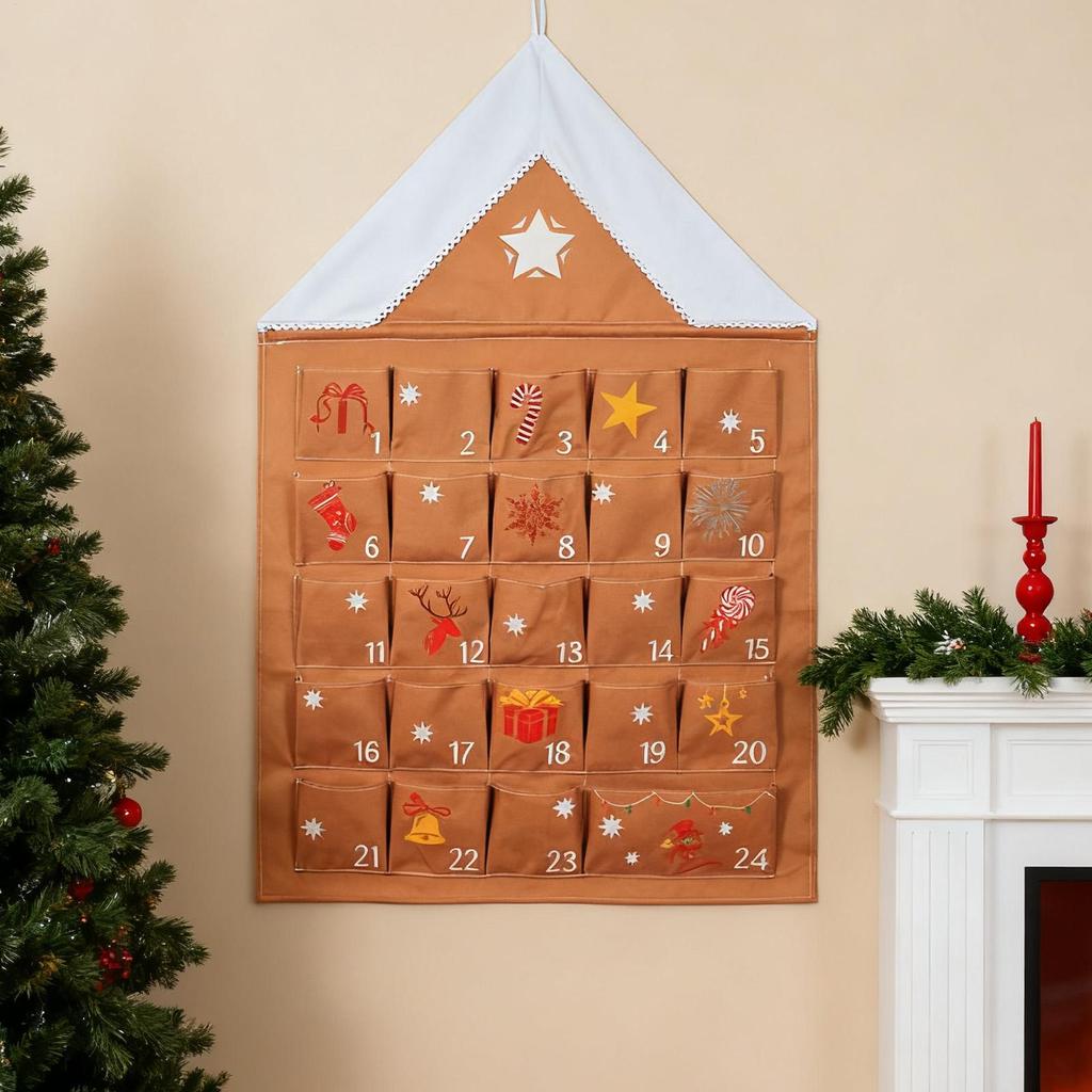 2025 Christmas Storage Hanging Bags Behind Doors Wall-Mounted 24 Days Christmas Countdown Storage Bags For Holiday Seasonal
