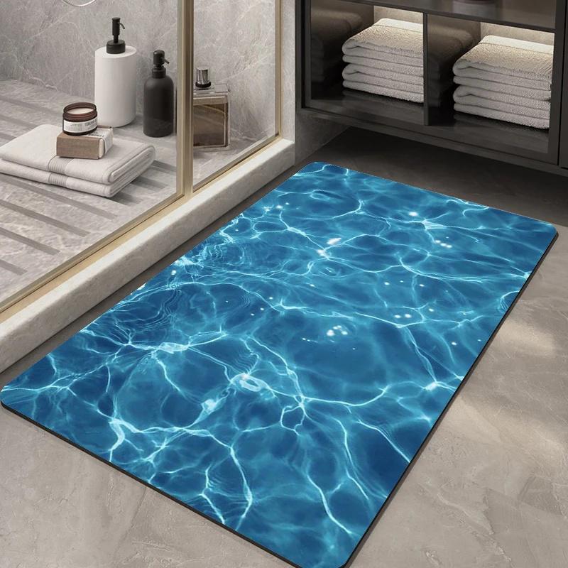 Ocean Beach Shell Pattern Bath Flannel Mat Non-Slip, Absorbent Ultra Soft Plush Suitable for Shower Door Bathroom Entrance Decor