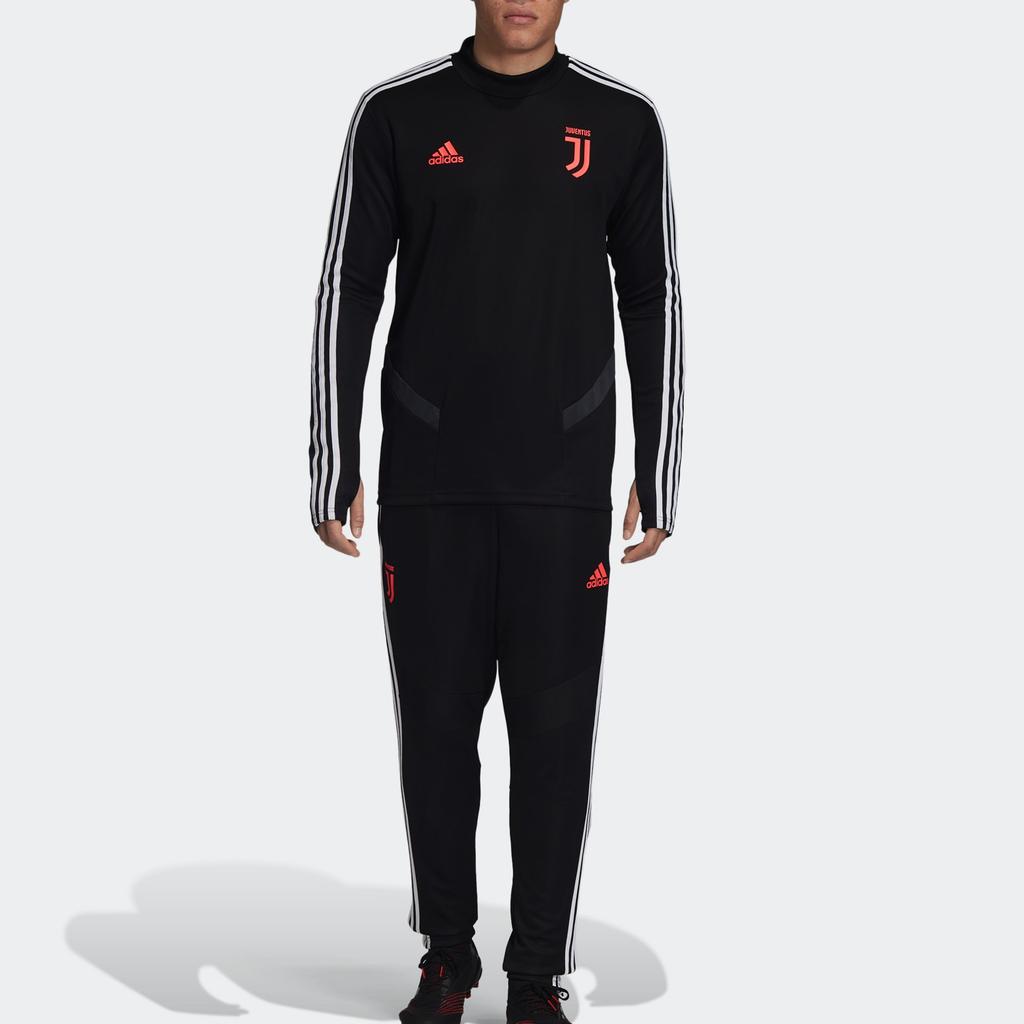 Adidas Felpa Allenamento Juventus Climacool Stagione 2019/20 Pullover a Collo Alto a Righe Stampato Manica Lunga Felpa Uomo Nera DX9143