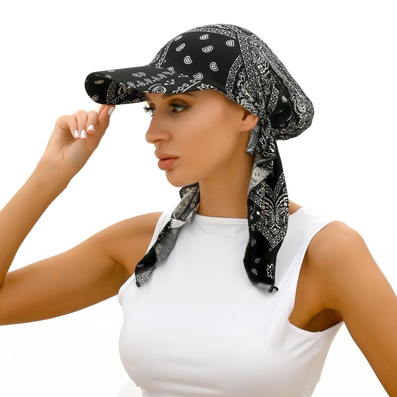 Trendige bedruckte muslimische Hijab-Kappen mit Schirm Damen Baseballkappe Kopfbedeckung Ramadan Damenmode Turban Haube
