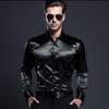 2026 Men's Shiny Long Sleeve Casual Shirt - European Size, Autumn Fashion