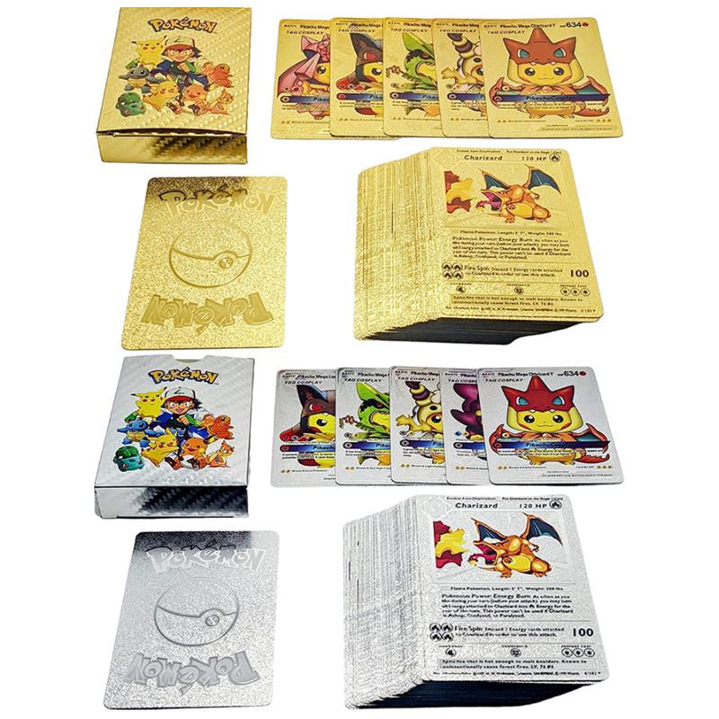 Metal Cards Gold Energy Card Charizard Pikachu Collection Card Battle