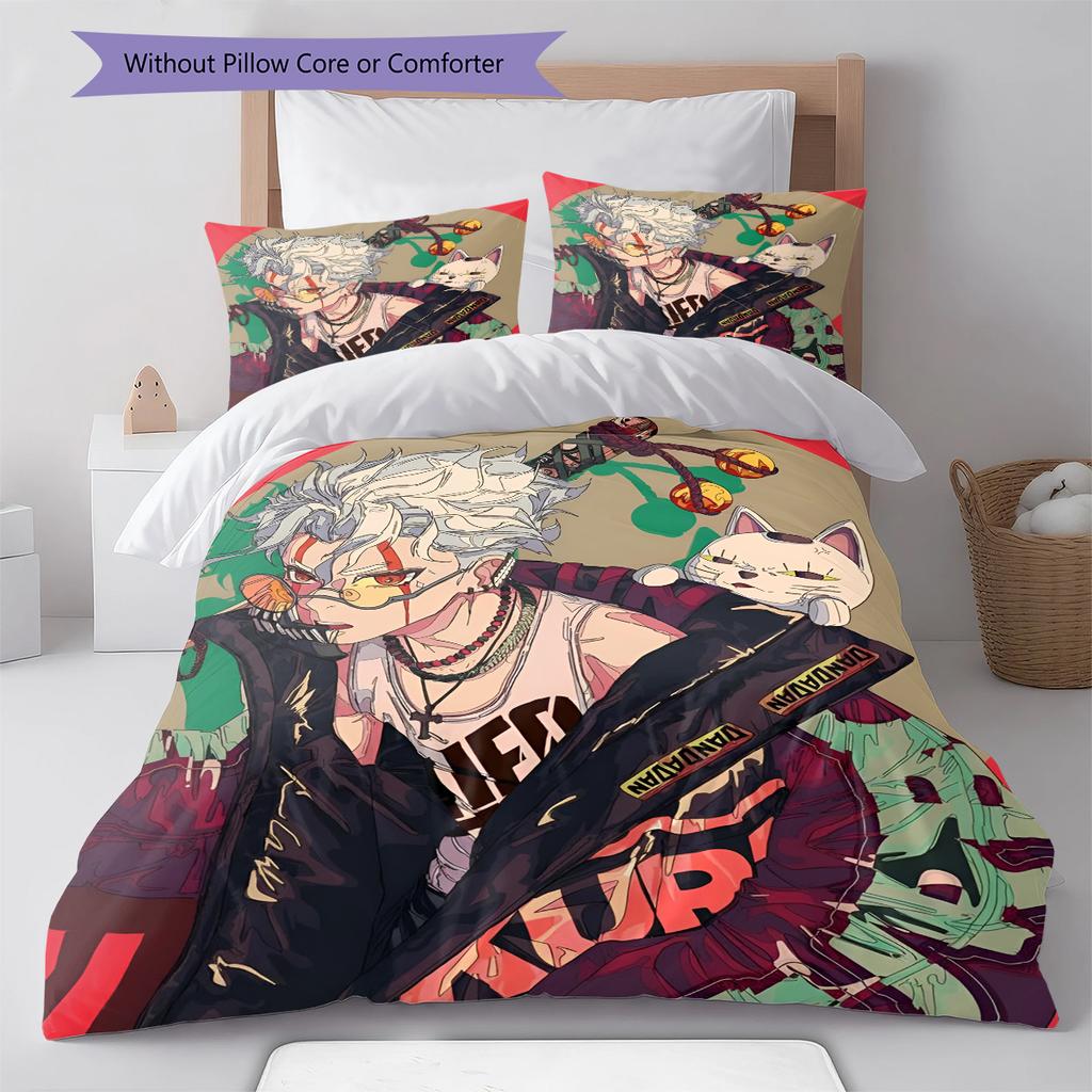 Set Copripiumino Trapuntato con Motivo Anime Federe Decorazione Casa Regalo di Compleanno (1 * copripiumino + 2 * federa, senza nucleo)