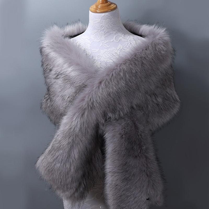 Women’s Luxurious Faux Fur Shawl Winter Bridal Thicken Soft Warm Comfortable Faux Fur Shawl Wrap for Wedding Evening Party