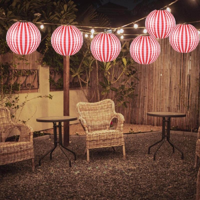 6PCS Color Striped Paper Lanterns For Party Decorations And Festival Celebration Easy Assembly And Reusable
