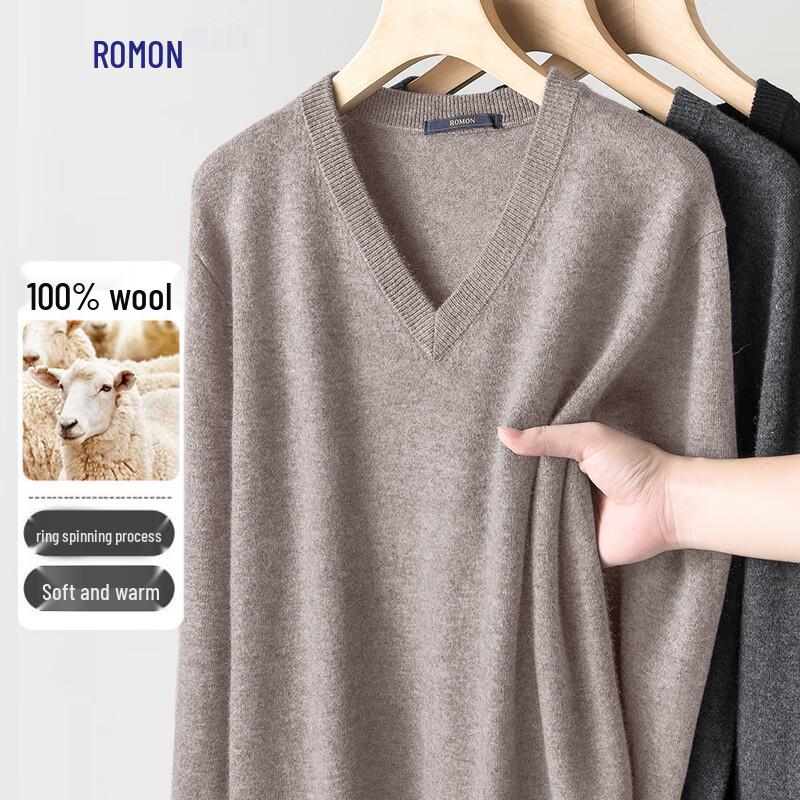 

Мужской свитер с V-образным вырезом Luomeng из 100% чистой шерсти M