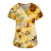 Nursing Uniforms for Women Simple Sunflower Pattern Clinical Uniforms Short-Sleeved V-Neck Fashion Prints Surgical Uniform 2025