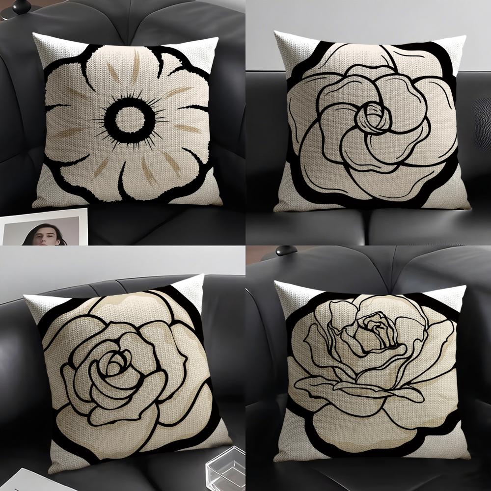 Retro Art Flowers Cushion Cover Natural Linen Organic Fabric DoubleSided Printing Sofa Home Decor Breathable Environmentally