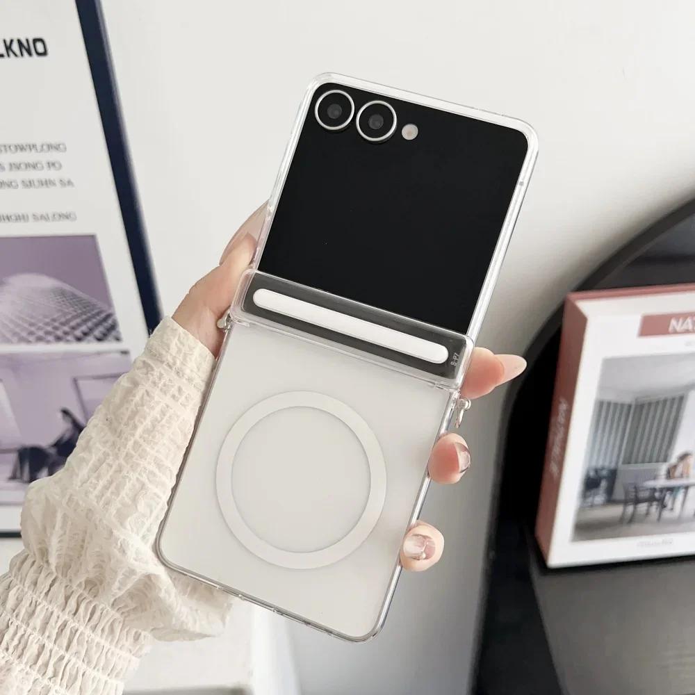 

Matte Magnetic Z Flip7 Phone Case Translucent Hinge Protection Cover for Samsung Galaxy Z Flip7 for Magsafe Wireless Charging Galaxy Z Flip7 прозрачный