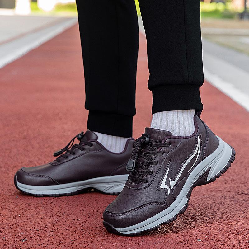 

Кожаная весенне-осенняя обувь для пожилых людей, мужская повседневная кожаная обувь для ходьбы для среднего возраста, нескользящая обувь на мягкой подошве, спортивная обувь для путешествий 41 темно-фиолетового