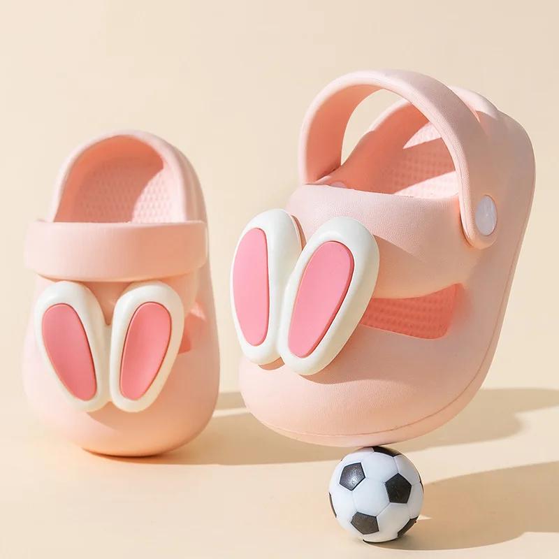 Summer Slippers New Cute Rabbit Girl Shoe Cartoon Anti Slip Soft Soled Child Shoes Casual Lightweight Fashion Cool Slippers 22
