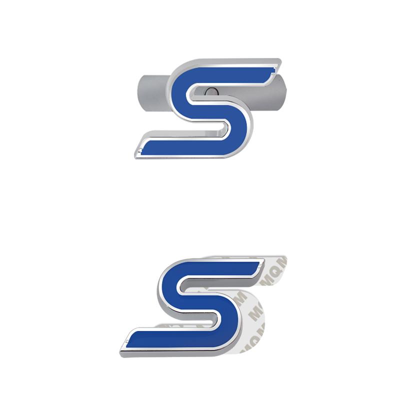 RGFU9 Car Accessories Metal S Grille Emblem Rear Trunk Body Badge Sticker For Ford ST LINE Focus Fiesta Ecosport Kuga Mondeo Everest