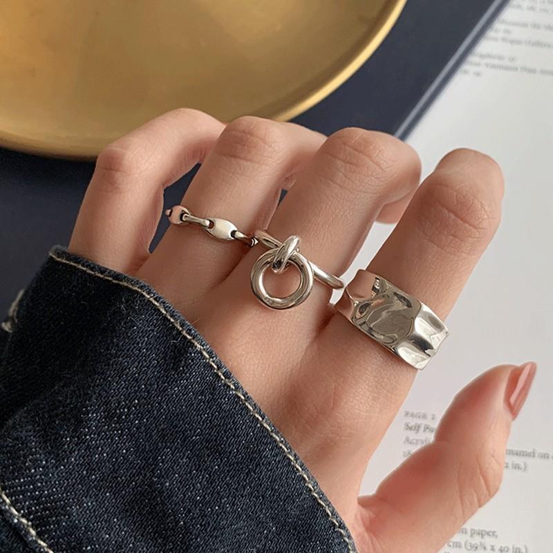 Design Geometric Stunning Silver Ring For Women Adjustable 925 Sterling Silver Jewelry