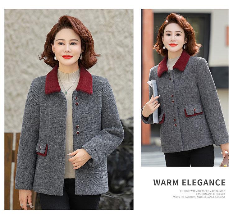 Mom's Quilted Woolen Coat: Petite Faux Mink Velvet for Middle-Aged & Elderly Women's Fall & Winter Clothing