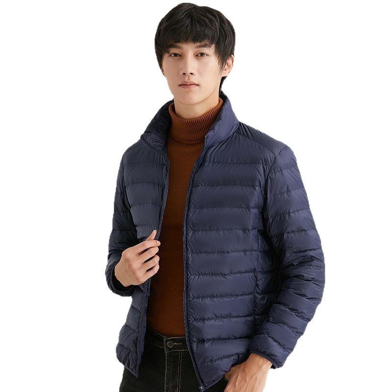 Mens Short Down Jacket Lightweight Warm Winter Coat Stand Collar Casual Outdoor 90% White Duck