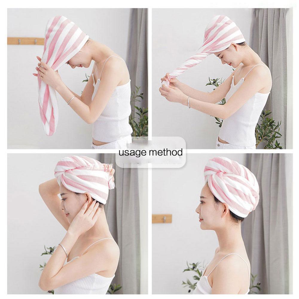 Cheap 1PC/2Pcs Fashion Ladies Microfiber Strong Absorbent Microfiber Dry Hair Towel Absorbent