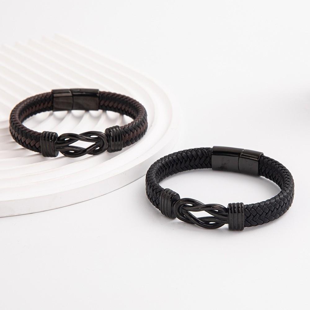 Multi-Strand Braiding Men's Figure-Eight Leather Bracelet Professional Office Accessory