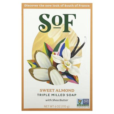 Triple Milled Bar Soap, with Shea Butter and Sweet Almonds, 170 G (6 Oz)