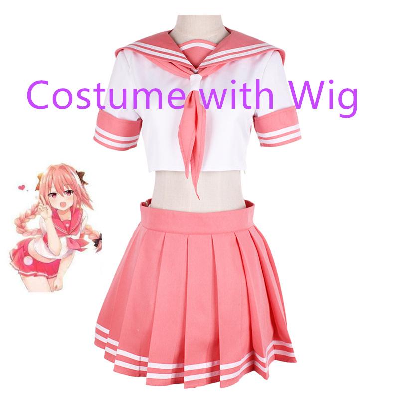 SBluuCosplay Fate Apocrypha Rider Astolfo Cosplay for Men JK School Uniform Sailor Suit  Women Outfit Anime Halloween Costume