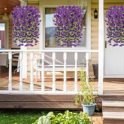 Fake Petunias 2 Pieces Flowers Patio Petunias Decor Outdoor Fake Plant Decoration For Porch Patio Garden Yard Wedding Party