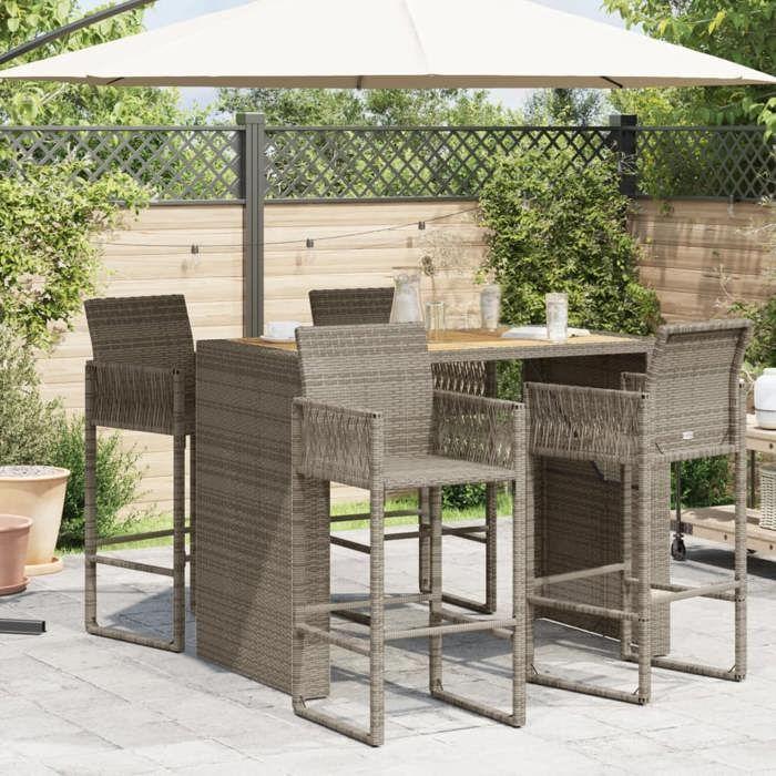 VidaXL Table de bar de jardin avec dessus en bois d'acacia gris 145x80x110 cm, table d'extérieur, table à manger de jardin, 368699