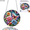 2D Flat, 2D Acrylic Jigsaw Puzzle Featuring a Flower and Butterfly Courtyard Theme, Designed As a 2D Acrylic Suncatcher Decoration. Suitable As a Birt