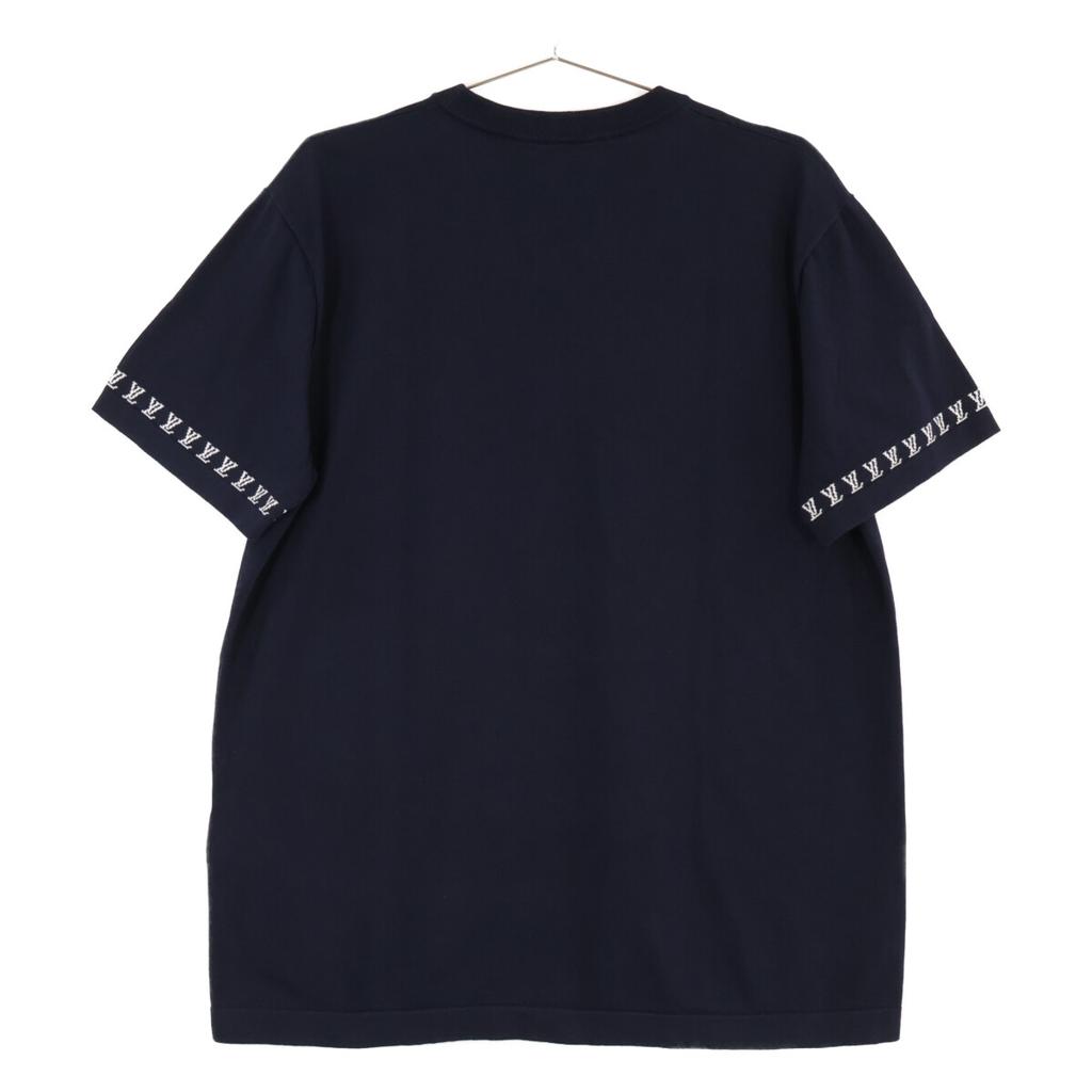 Louis Vuitton Schwarzes HRN42W Signature Kurzarm-Rundhals-Top M NavyUsed