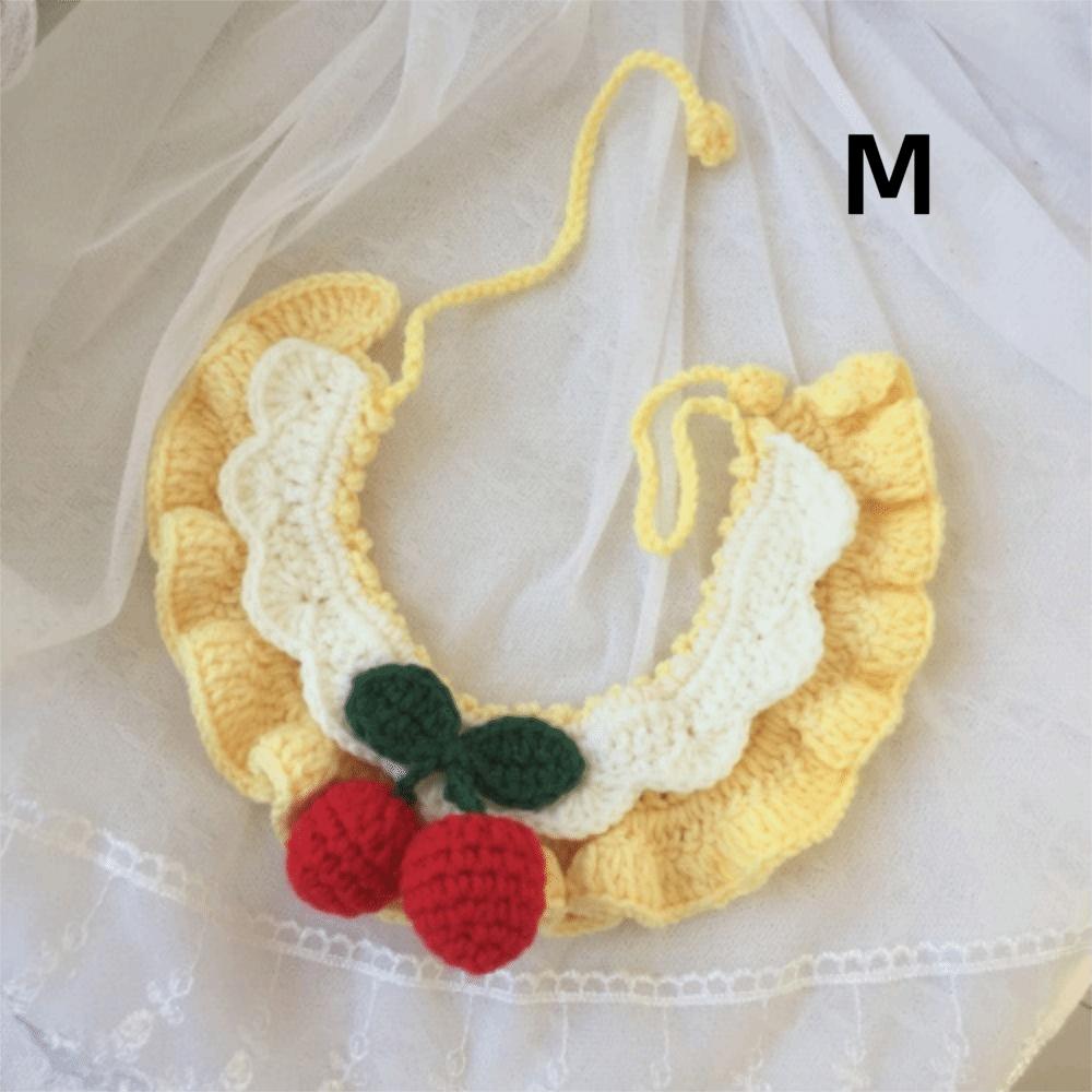 

Cute Hand-knitted Knitted Cat Collar Cherry Crochet Pet Bib Pet Scarf Pet Decoration