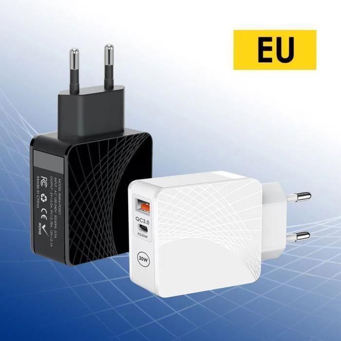 Chargeur Rapide 30W - E.F.CONNECTION - 2 Ports - Câble USB-C 20W - Compatible iPhone 17/16