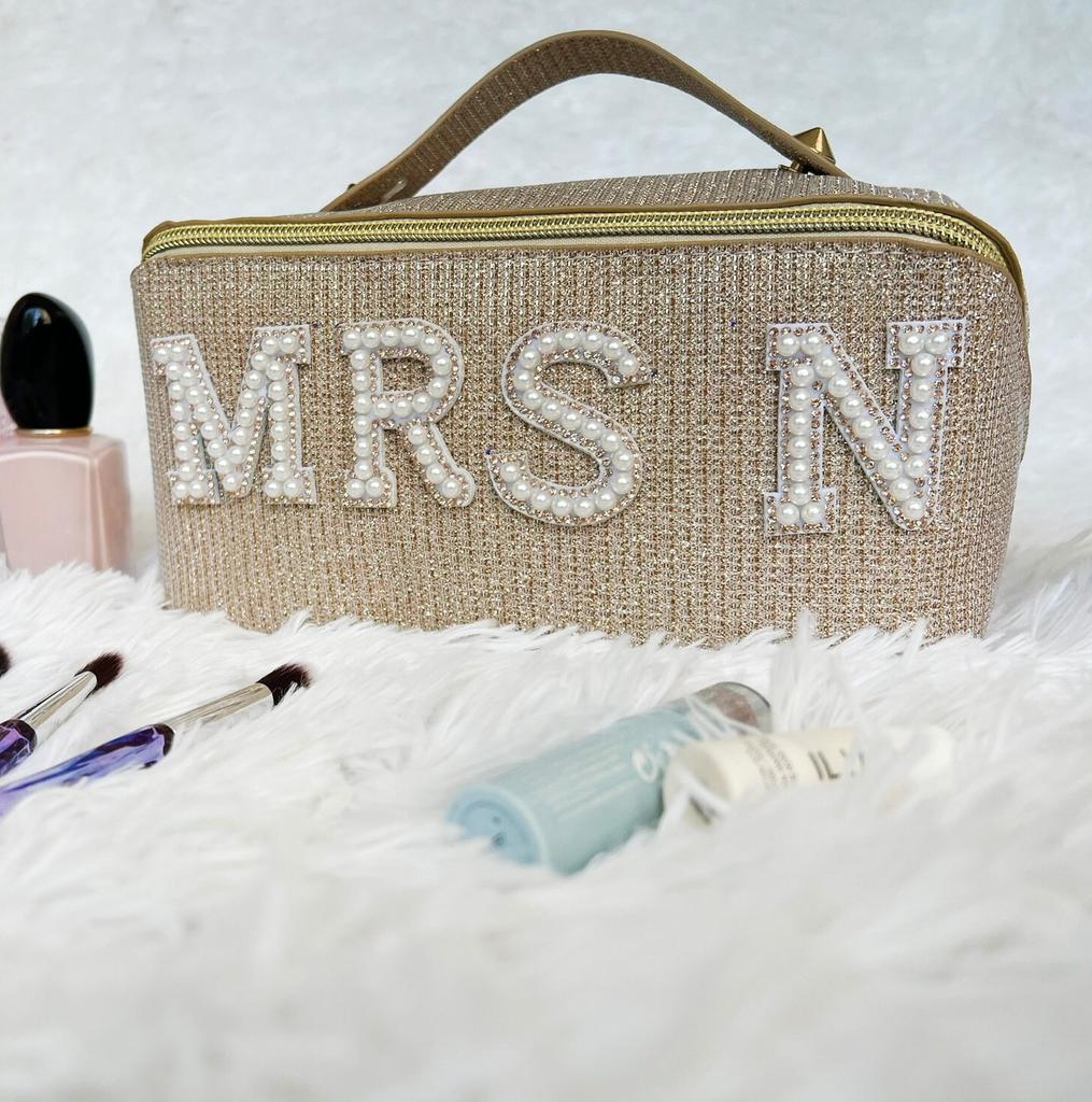 Bride, Bride&Mrs, Silver, Glitter Bag, Gold Glitter, Makeup Bag, High-end, Handbag, Wedding Decoration