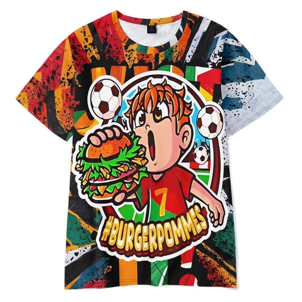 Camiseta divertida de Burgerpommes ICrimax de 10 colores para hombre y mujer, cuello redondo, estilo casual unisex, moda urbana.