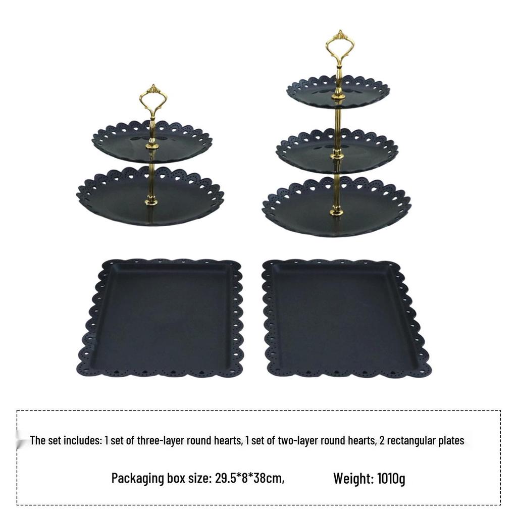 European Three-Tier Dessert Stand: Elegant Fruit Plate and Cake Display for Afternoon Tea