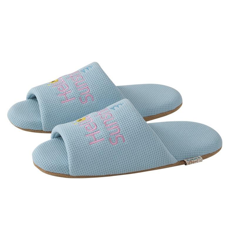 Silent silent slippers women's indoor home household one-word drag does not hurt the floor soft bottom couple four seasons cool slippers men