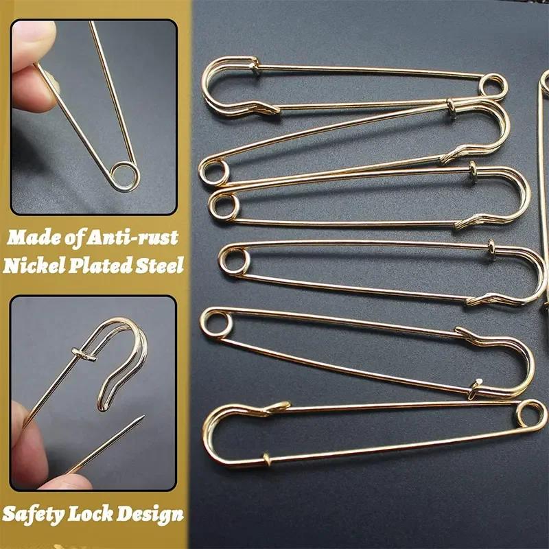 5/10/20PCS Extra-Large Steel Safety Pins 75mm(3") Heavy Duty Big Safety Pin Stainless Steel Spring Lock Pins for Clothes Crafts