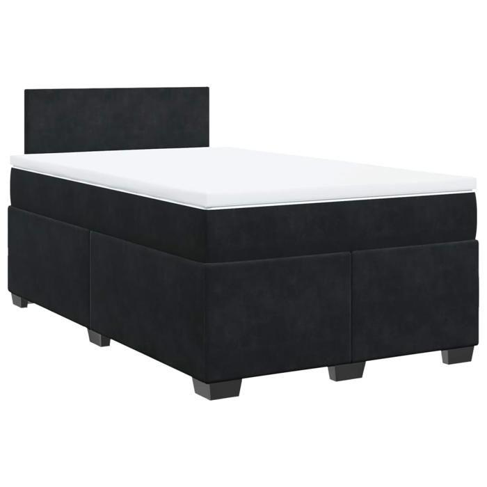 VidaXL Sommier à lattes de lit avec matelas Noir 120x200 cm Velours, lit, lit à plate-forme, lit à panneaux, meuble de 3288578