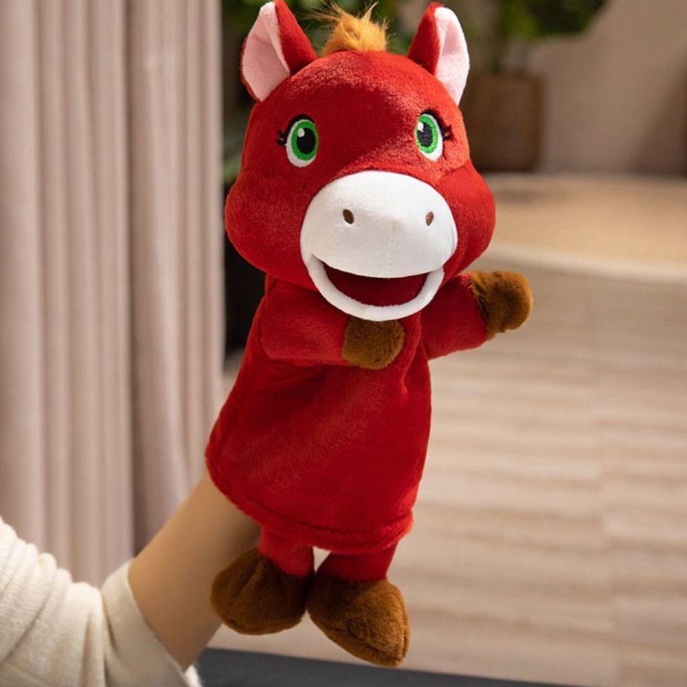Storytelling Stuffed Plush Horse Toys Simulation Hand Finger Story Puppet  Kid Gift
