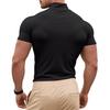 Men Casual T-shirt Half High Collar Short Sleeve Slim Fit Pullover Tops Solid