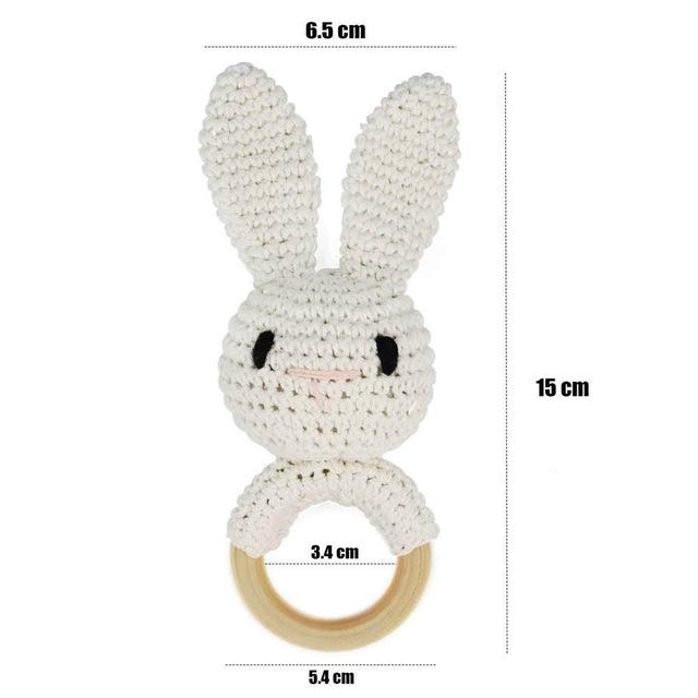 1Pc Crochet Animal Bear Rattle Toy Soother Bracelet Wooden Teether Ring Baby Product Mobile Pram Crib Wooden Toys Newborn Gifts