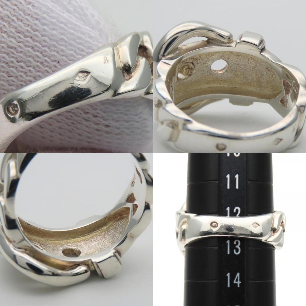 Used HERMES Ring Diane EU#52 53 Silver925 6.5g Silver belt