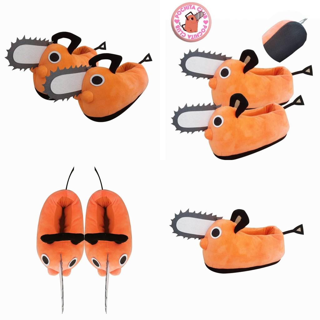 Chainsaw Man Pochita Plush Non-slip Slippers Cute Warm For Adults Kids