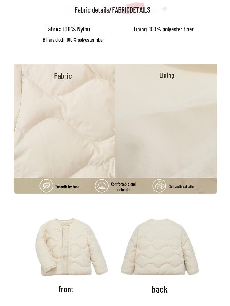 Kinder 2025 Winter Kragenlose Kurze Lockere Daunenjacke