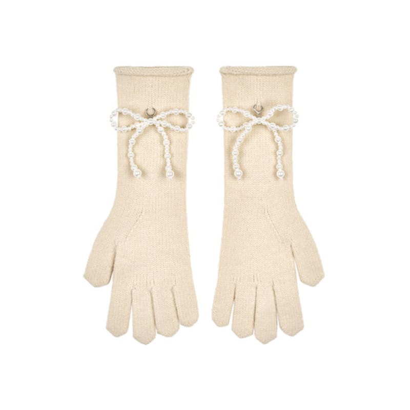 OVT-U Two Way Pearl Ribbon Gloves (3color)