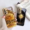 Mysterious Black Cat For Samsung A 01 52S A04 A05S A10 A12 A13 22 23 24 36 42 M02 Note 10 20Ultra 8 9 Golden Glass Phone Case