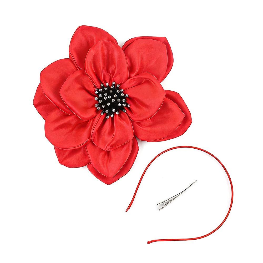 Fashion Exaggerated Flowers Fascinator Rose Flowers Bridal Makeup Prom Headwear Hair Band